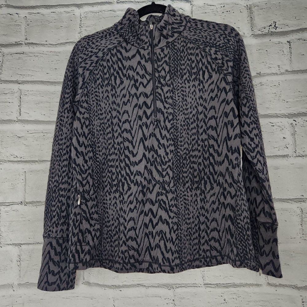 Lucy Womens Long-Sleeved  Brown/Gray 1/4 Zip Pull Over Sweatshirt Jacket Large